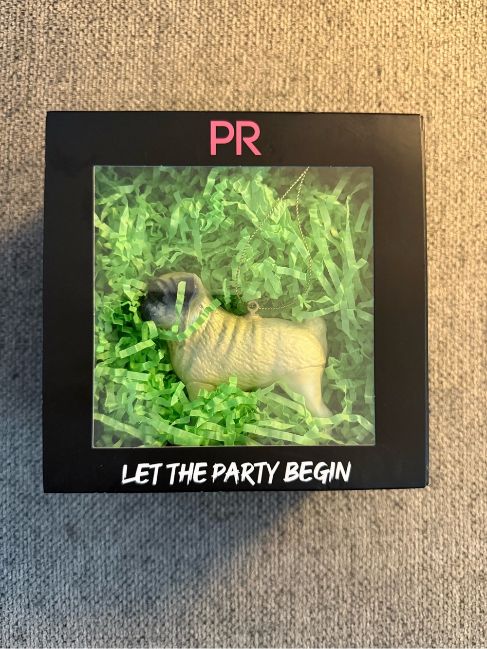 PR Sheep Ornament - Cream & Black with Green Accents